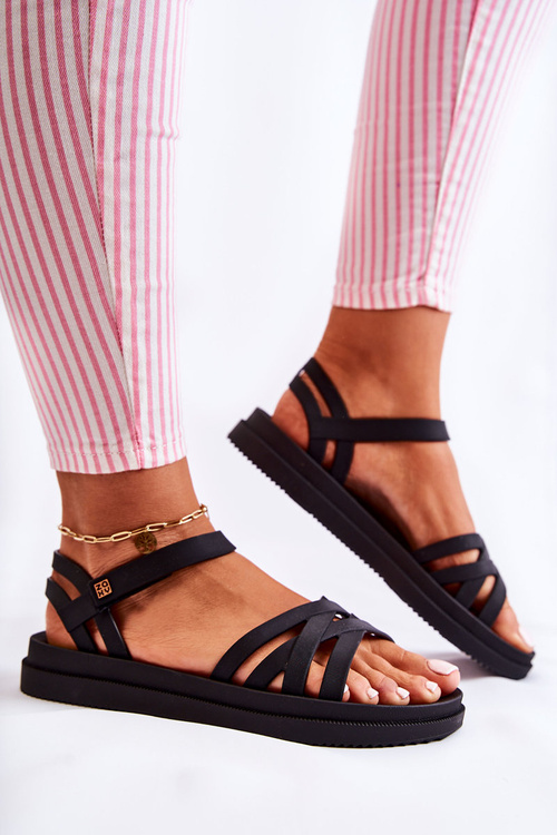 Pachnące Damskie Sandały Na Rzep ZAXY JJ285068 Czarne