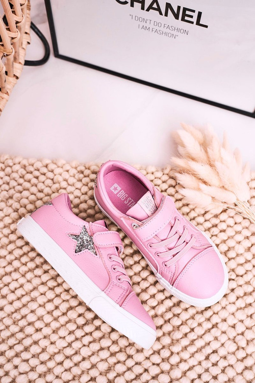 Dziecięce Skórzane Trampki Z Gwiazdą BIG STAR DD374104 Różowe
