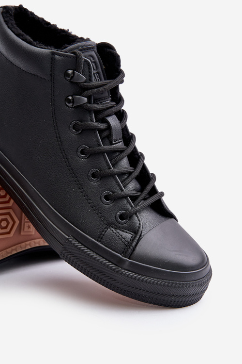 Ocieplane Trampki Męskie Z Eko Skóry Big Star OO174607 Czarne