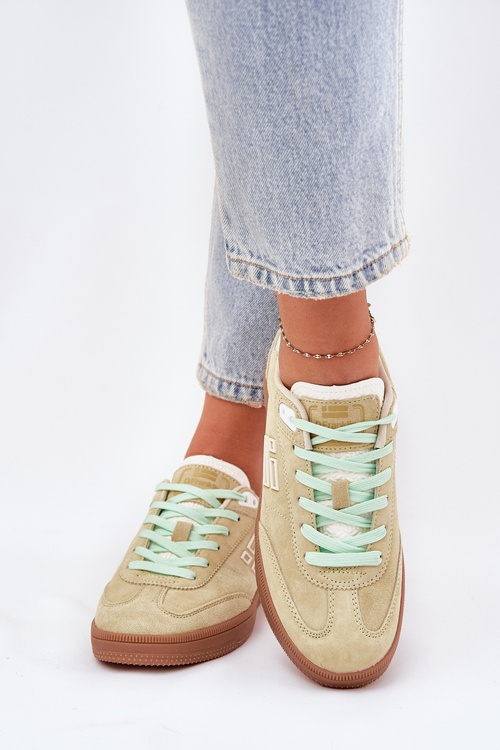 Zamszowe Buty Sportowe Sneakersy Damskie D.Franklin DFSH387005 Limonkowe