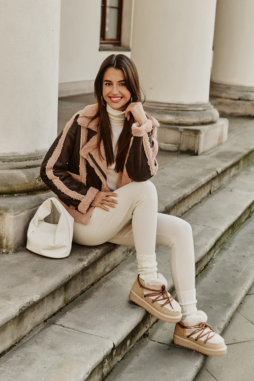 Niskie Śniegowce Na Platformie Z Futerkiem D.Franklin DFSH370011 Beżowe