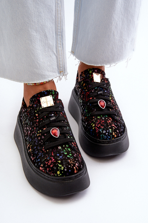 Skórzane Sneakersy Na Platformie Maciejka 6191S-01 Czarne