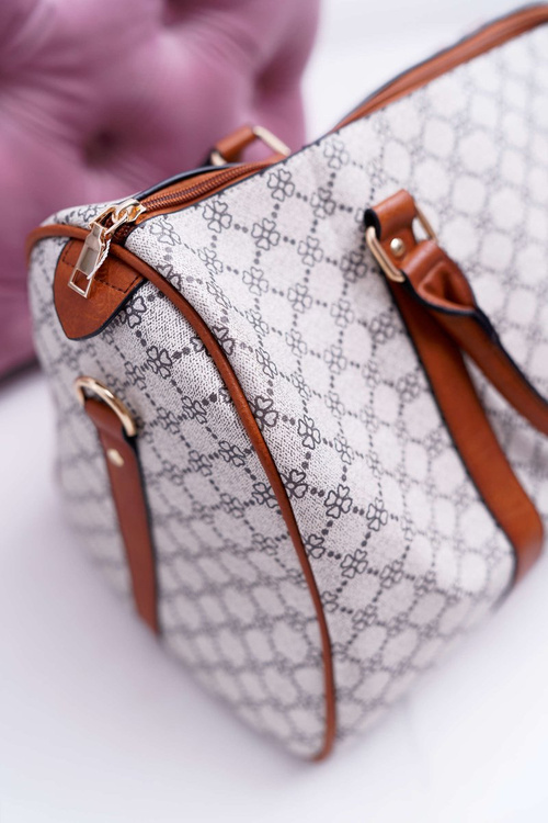 Torba Damska Duża Kuferek Brązowo Beżowa