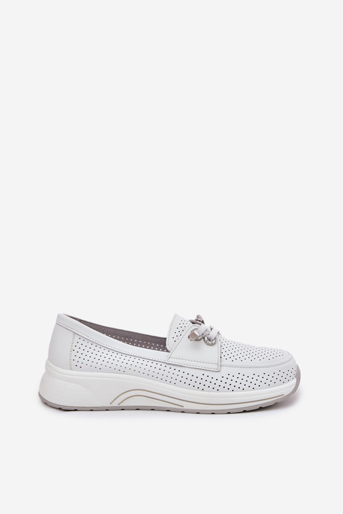 Półbuty Ze Skóry Naturalnej Na Platformie Artiker 56C2101 Białe