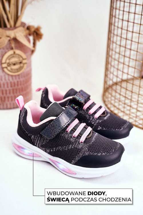 Sportowe Buty Dziecięce Świecące Na Rzepy Szare Simple Way