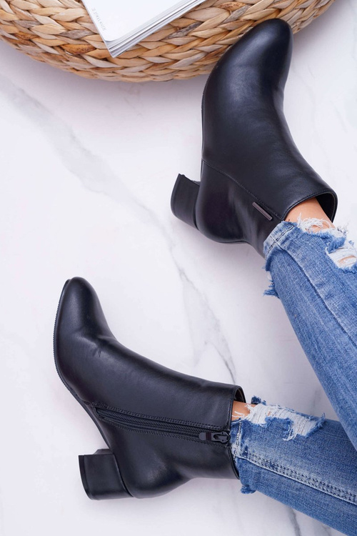 Damskie Botki Na Obcasie Ocieplane Czarne Fiorelli