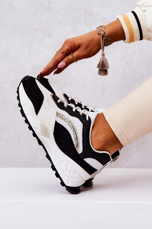 Sportowe Buty Sneakersy Czarno-Białe Revenge