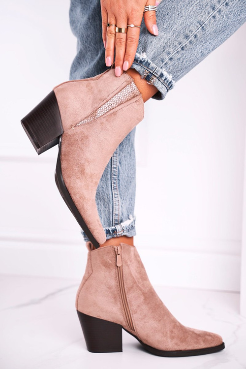 Damskie Botki Na Obcasie Khaki Loud