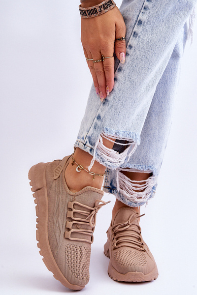 Damskie Wsuwane Buty Sportowe Sneakersy Ciemnobeżowe Rosett