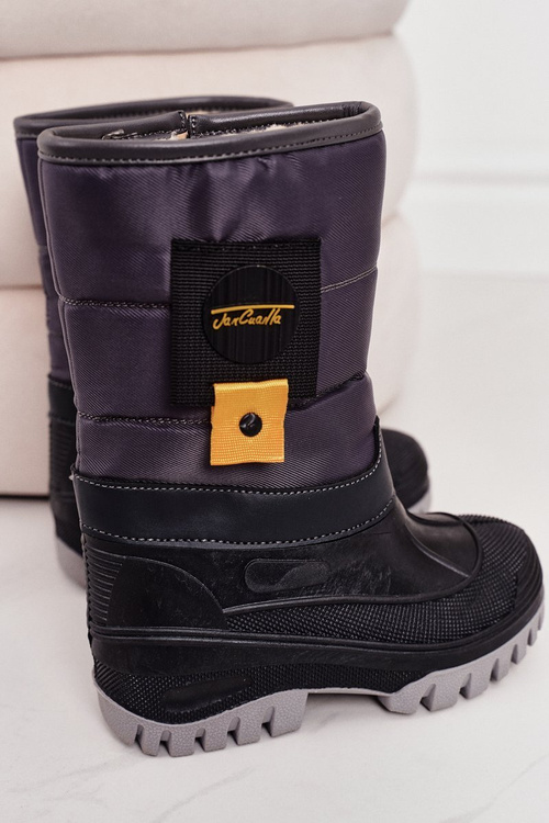 Dziecięce Śniegowce Ocieplone Futerkiem Szare Rubbi