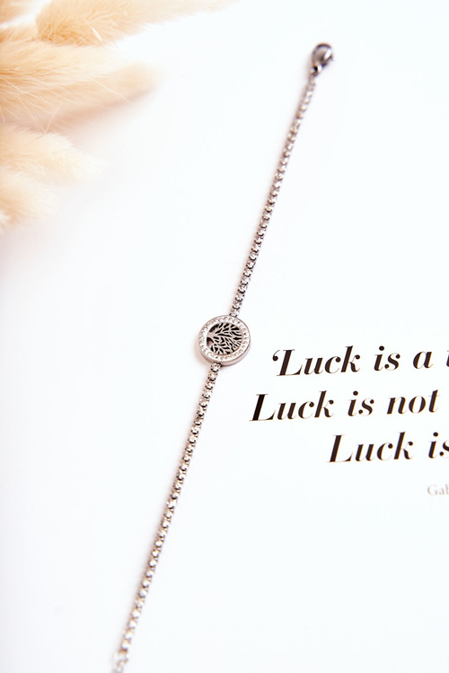 Pojedyncza Damska Bransoletka Z Ozdobą I Cyrkoniami Srebrna