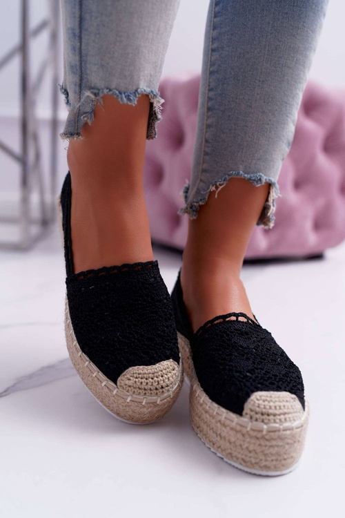 Espadryle Damskie Koronkowe Czarne Lovely Haven