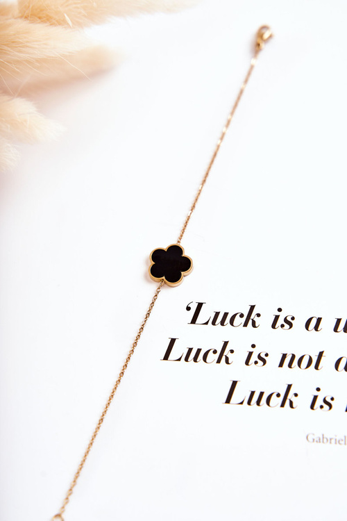 Damska Modna Bransoletka Z Zielono-Czarnym Kwiatem Złota