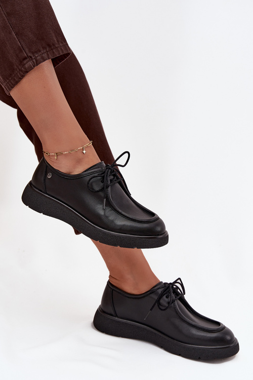 Skórzane Półbuty Damskie Maciejka K7189-01 Czarne