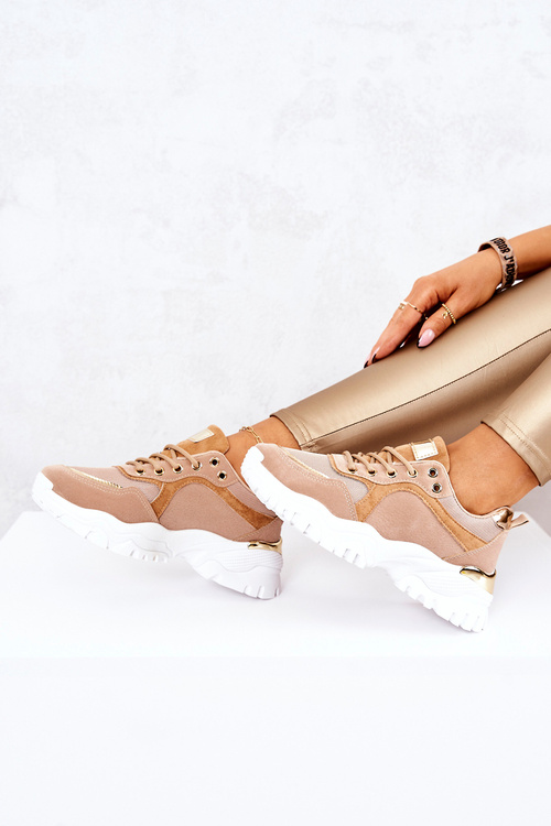 Sneakersy Na Platformie Brązowe Sallie