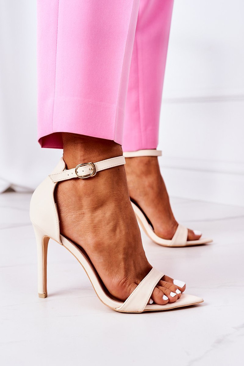 Eleganckie Sandały Na Szpilce Lu Boo Beżowe