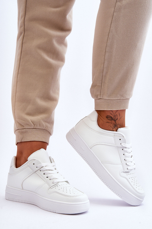 Klasyczne Sportowe Buty Na Platformie Białe Larena