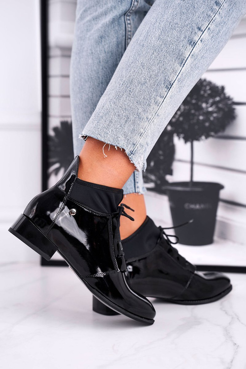 Botki Damskie Skórzane Trzewiki Maciejka Czarne 04744-01