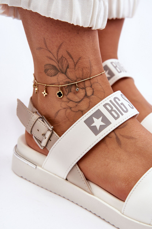 Damskie Płaskie Sandały Big Star LL274939 Białe