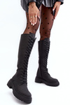 Sznurowane Ocieplane Kozaki Glany Przed Kolano Czarne Bergdis