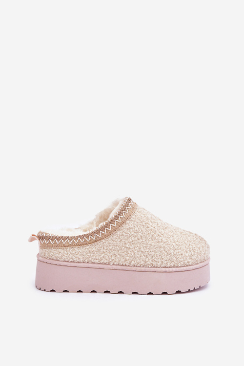 Śniegowce Damskie Na Platformie Z Haftem Jasnobeżowe Tirissa