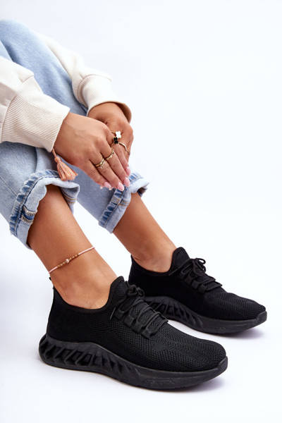 Damskie Wsuwane Materiałowe Sneakersy Czarne Venett