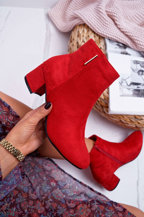 Damskie Botki Ocieplane Czerwone Fiorelli