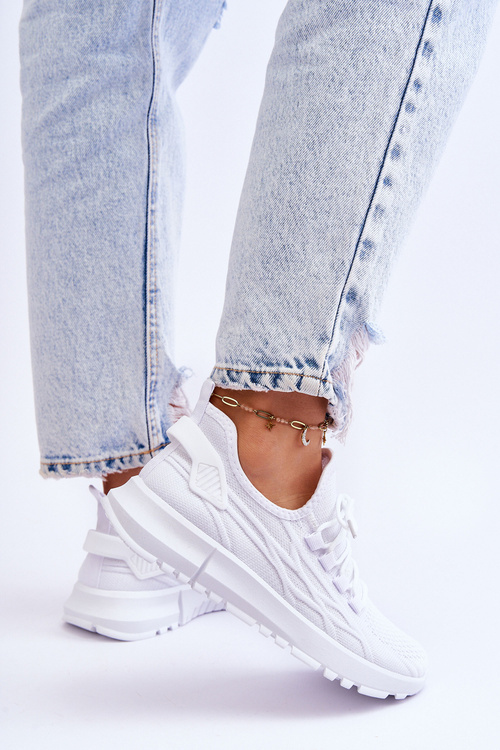 Damskie Wsuwane Buty Sportowe Sneakersy Białe Rosett