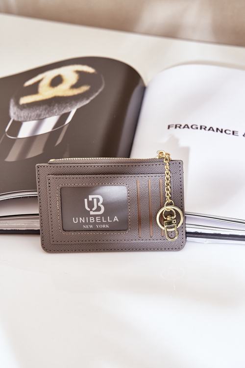 Etui Na Karty Portmonetka Damska Z Brelokiem Szara Therinore