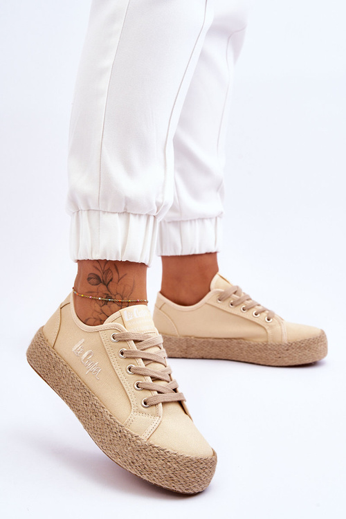 Modne Trampki Z Plecionką Lee Cooper LCW-23-31-1795L Beżowe
