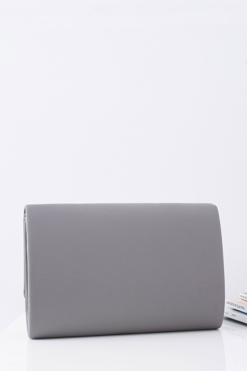 Damska Licowa Kopertówka Na Złotym Łańcuszku Szara