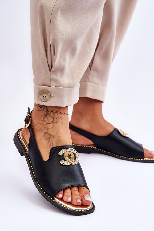 Damskie Sandały Z Ozdobą S.Barski KV-2775-49 Czarne