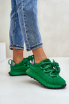 Zamszowe Sneakersy Damskie Z Grubym Sznurowaniem Artiker 55C0099 Zielone