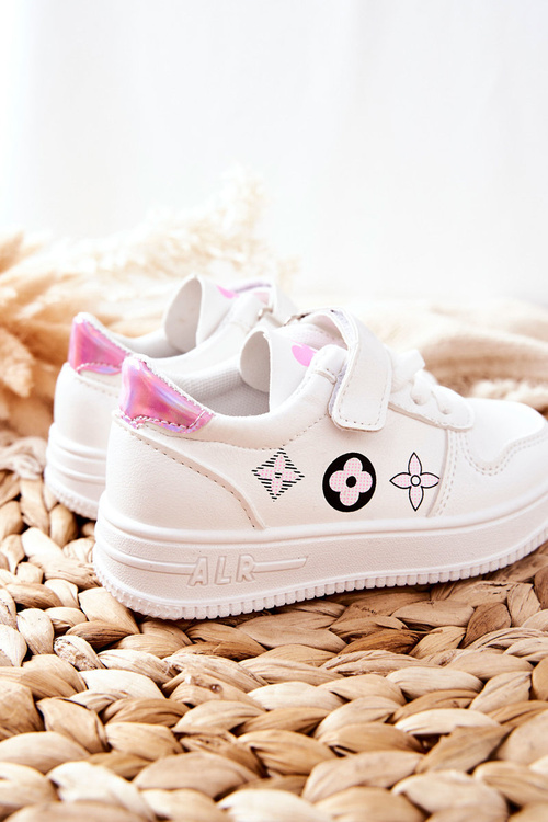 Dziecięce Sportowe Buty Na Rzepy Biało Różowe Aletris