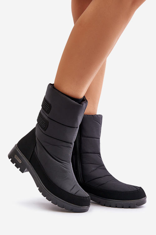 Damskie Śniegowce Na Zamek Progress PROGJ-21-16 Czarne