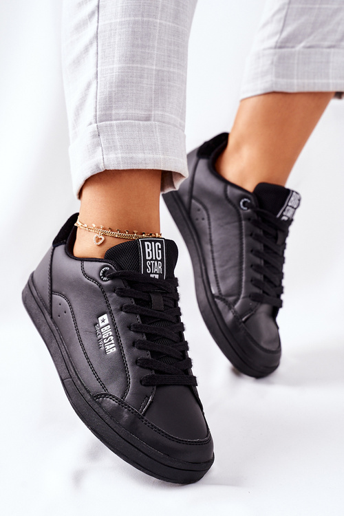 Damskie Skórzane Tenisówki Memory Foam BIG STAR II274320 Czarne