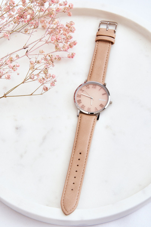 Damski Analogowy Zegarek Na Pasku ERNEST Beżowy