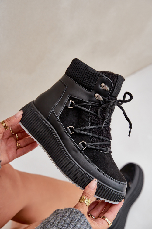 Niskie Śniegowce Na Platformie Czarne Naliora