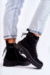Zamszowe Wiosenne Botki Trapery Z Przeszyciami Czarne Layden