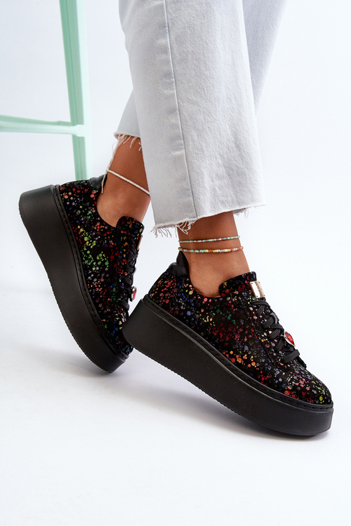 Skórzane Sneakersy Na Platformie Maciejka 6191S-01 Czarne