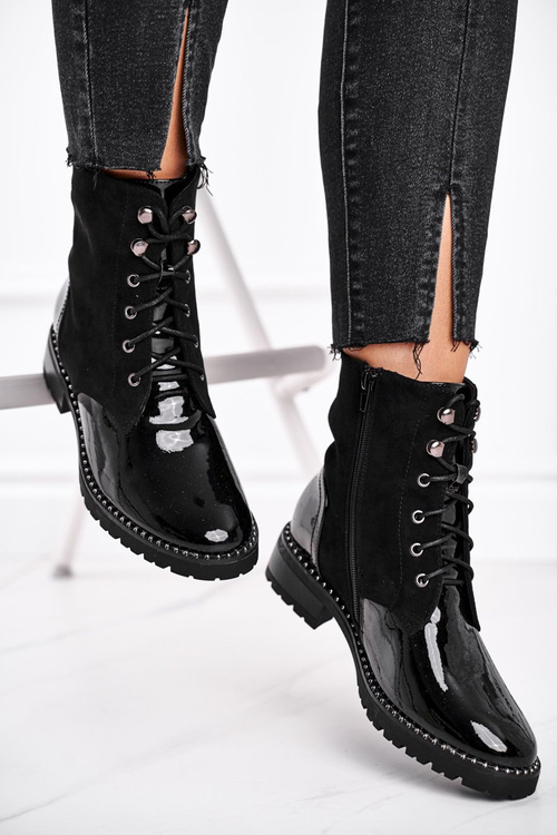 Botki Damskie Ciepłe Czarne Thunders