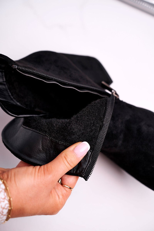 Botki Damskie Ciepłe Eko Zamsz Czarne So Good