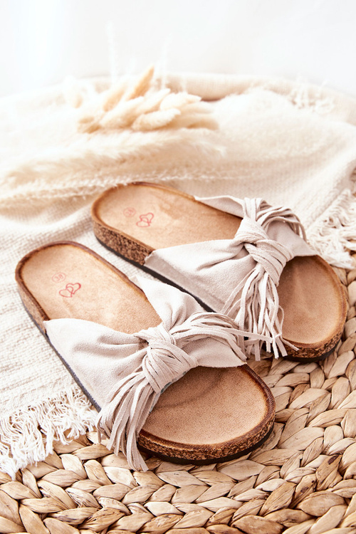 Klapki Na Korkowej Podeszwie Beżowe Taryne