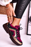 Damskie Półbuty Sneakersy Maciejka Skórzane Bordowe 04731-23