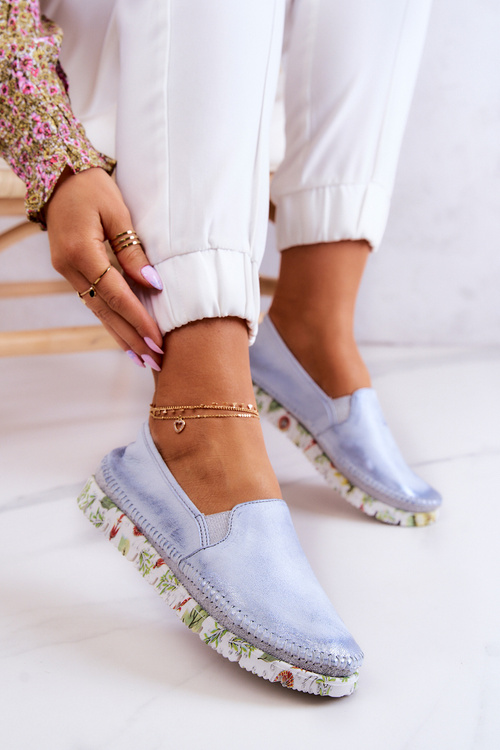 Damskie Półbuty Wsuwane Skórzane Maciejka 03512-40 Jasnoniebieskie