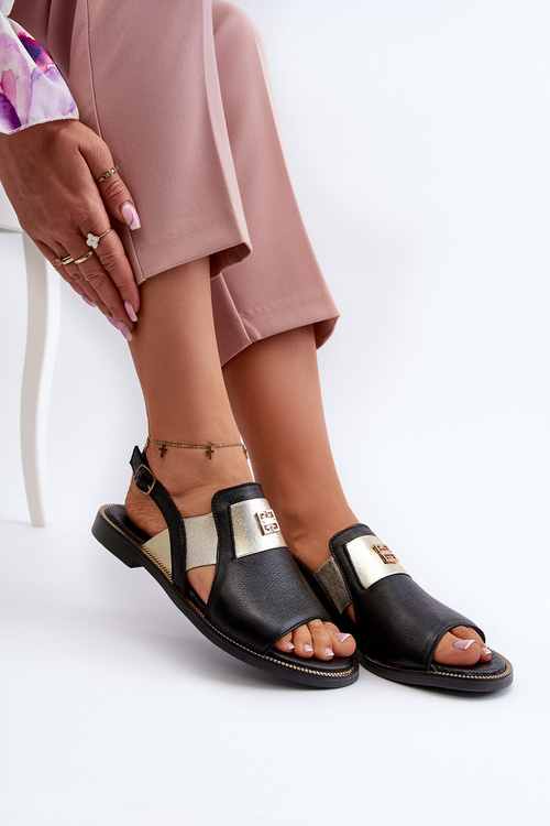 Zazoo 40385 Damskie Skórzane Sandały Czarne