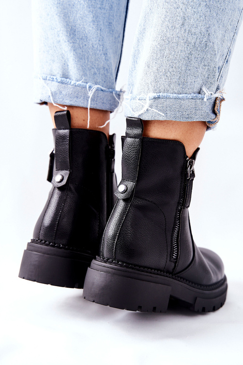 Wysokie Botki Z Suwakami Czarne Silvan