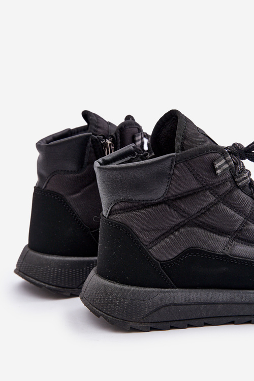 Ocieplane Męskie Buty Zimowe Sznurowane Progress PROGJ-24-153 Czarne