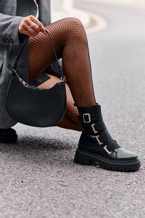 Skórzane Botki Damskie Ocieplane Big Star OO274A256 Czarne