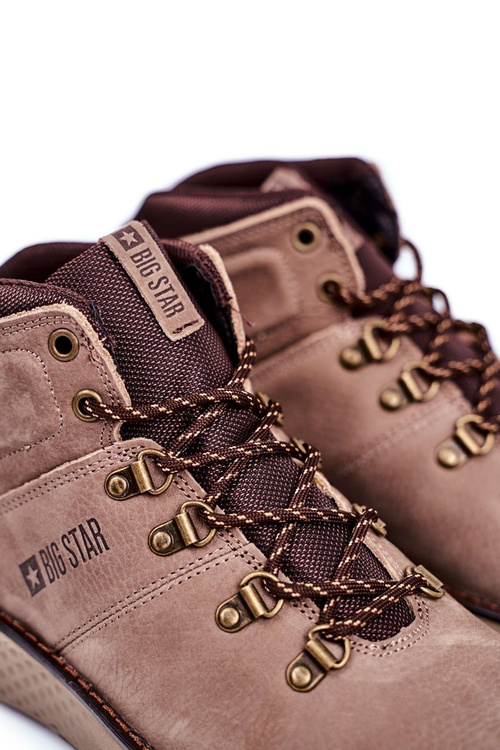 Męskie Trzewiki Skórzane Trekkingi Big Star Brązowe GG174492